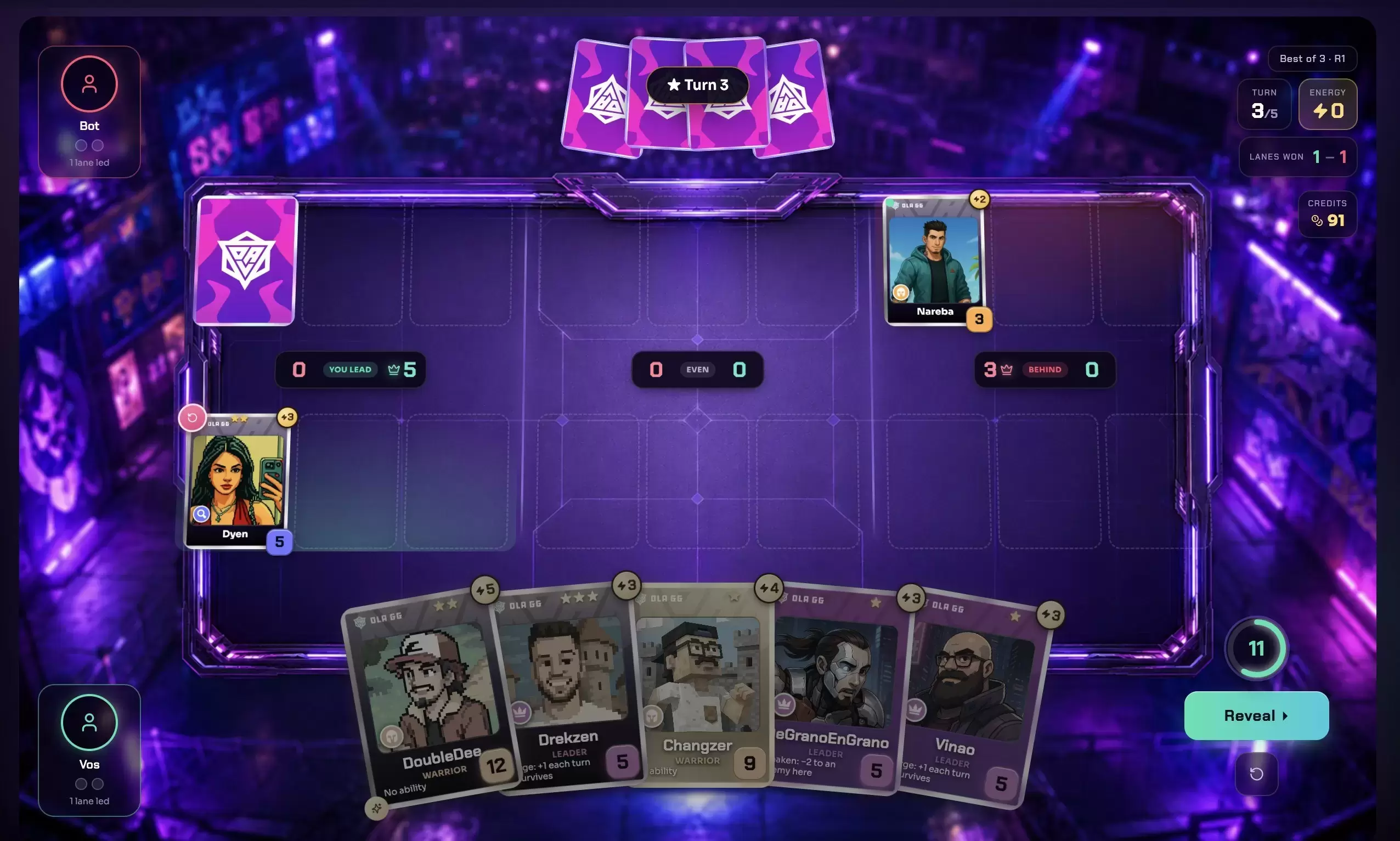 Partida real: 3 pistas con marcadores